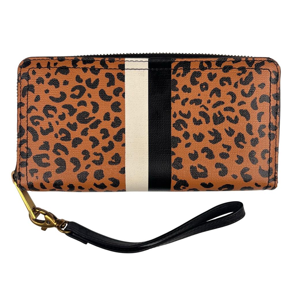Fossil Logan Rfid Zip Around Clutch Cheetah Wrist… - image 6